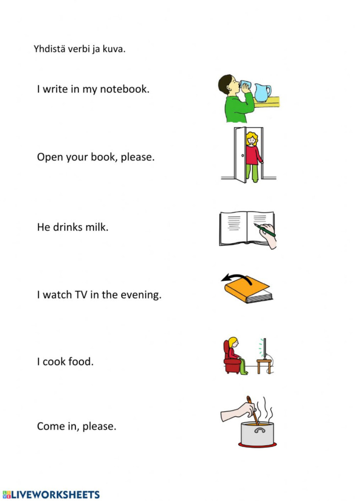 Match The Sentences With The Pictures Worksheet