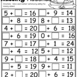 Missing Addends Solve Each Number Sentence By Adding The Missing