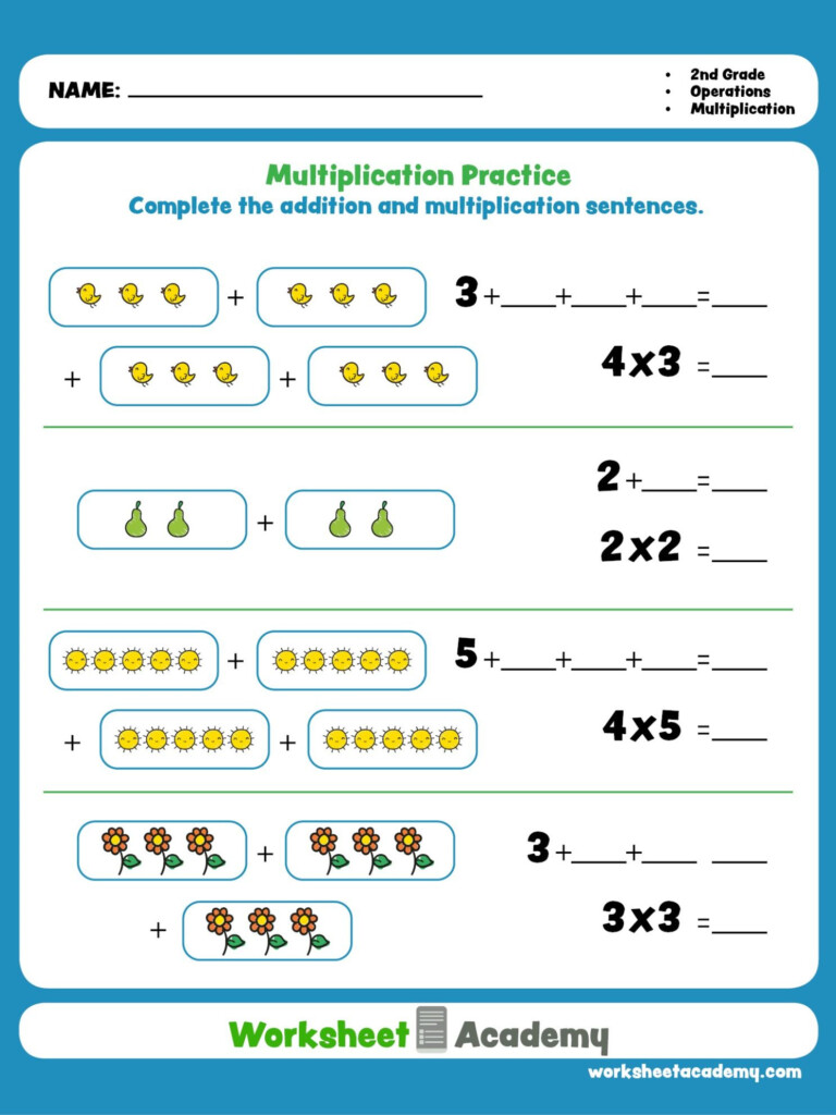 Multiplication Practice Kindergarten Worksheets Printable 