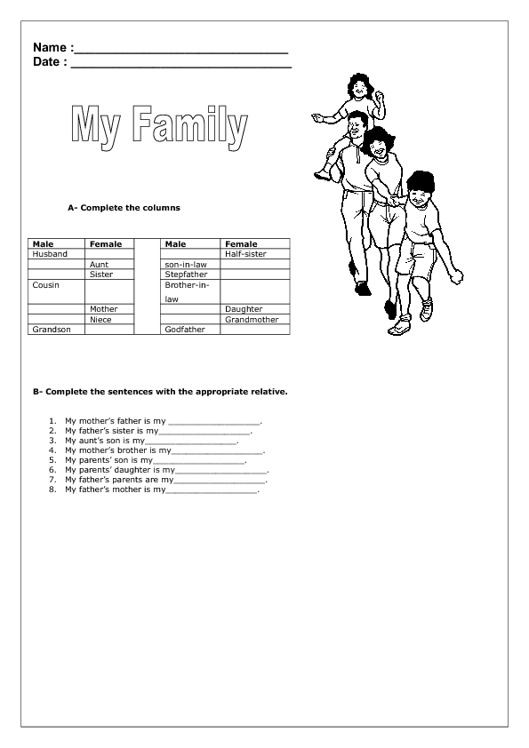 My Family Worksheet