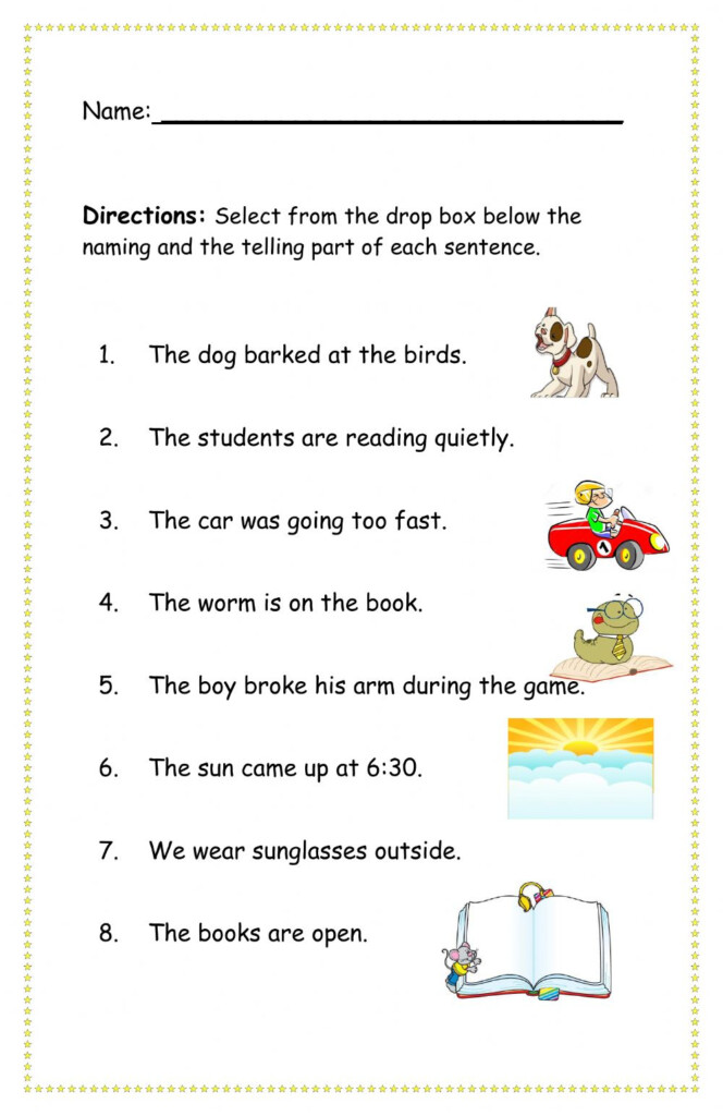 Naming And Telling Part Of A Sentence Interactive Worksheet