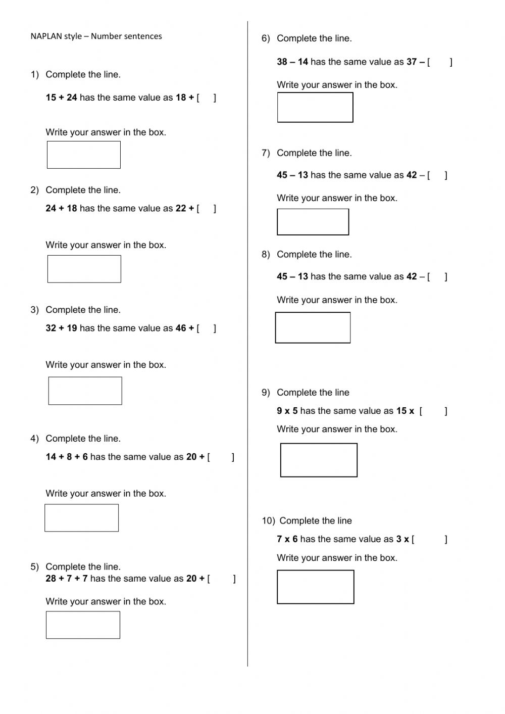 Number Sentences Grade 1 Worksheets Sentenceworksheets
