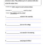 Parts Of A Sentence Worksheets Subject And Predicate Worksheets