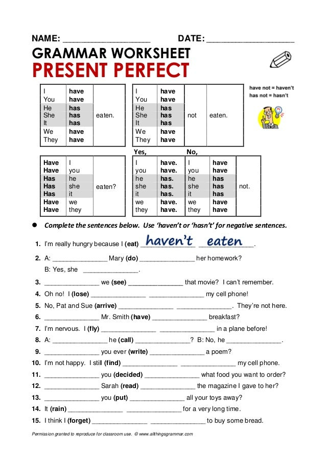 Past Perfect Worksheet Pdf With Answers