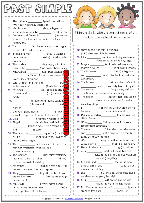 Past Simple ESL Gap Fill Exercise Worksheet