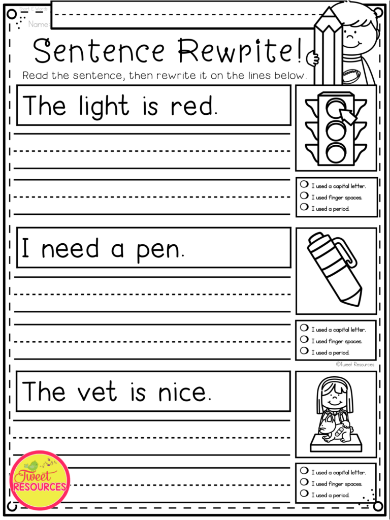 Phonics Sentence Rewrites For Kindergarten And First Grade 