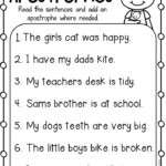 Possessive Apostrophe Worksheet For Kindergarten First Grade And