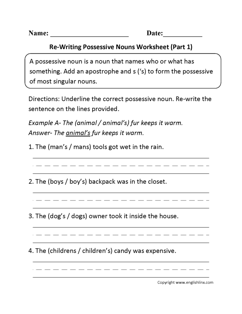 Possessive Nouns Worksheets 6th Grade Askworksheet