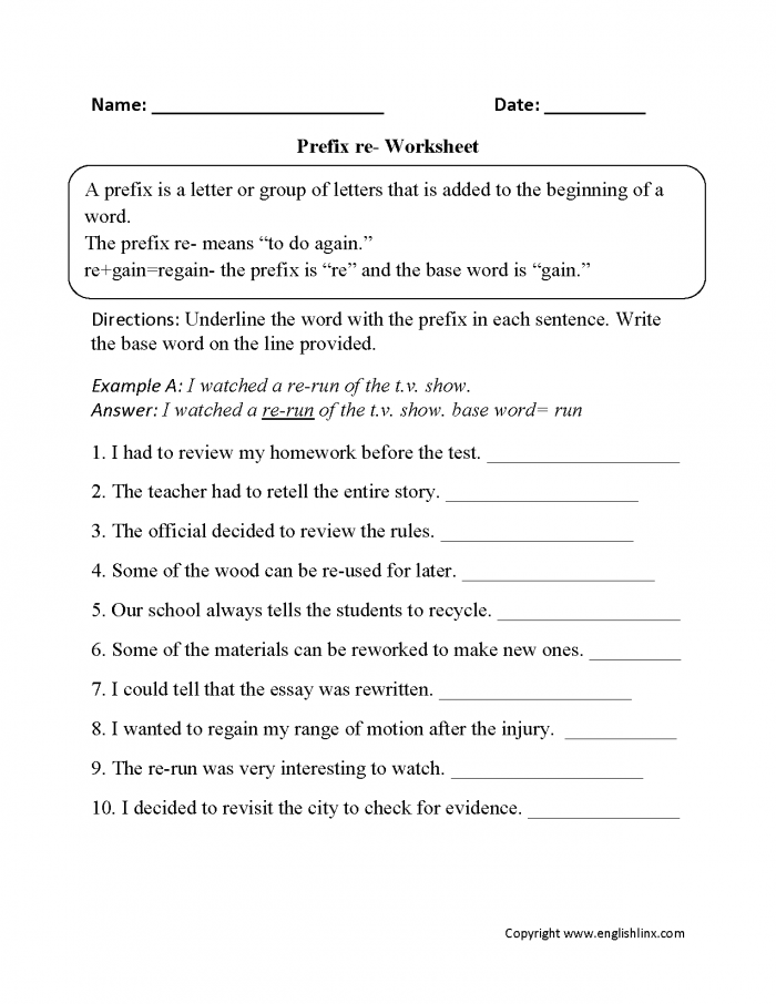 Prefix Practice Worksheets 99Worksheets