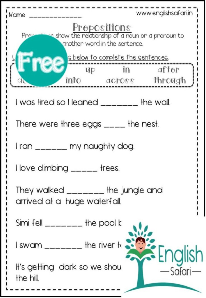 Prepositions Worksheet FREE Www englishsafari in Preposition 