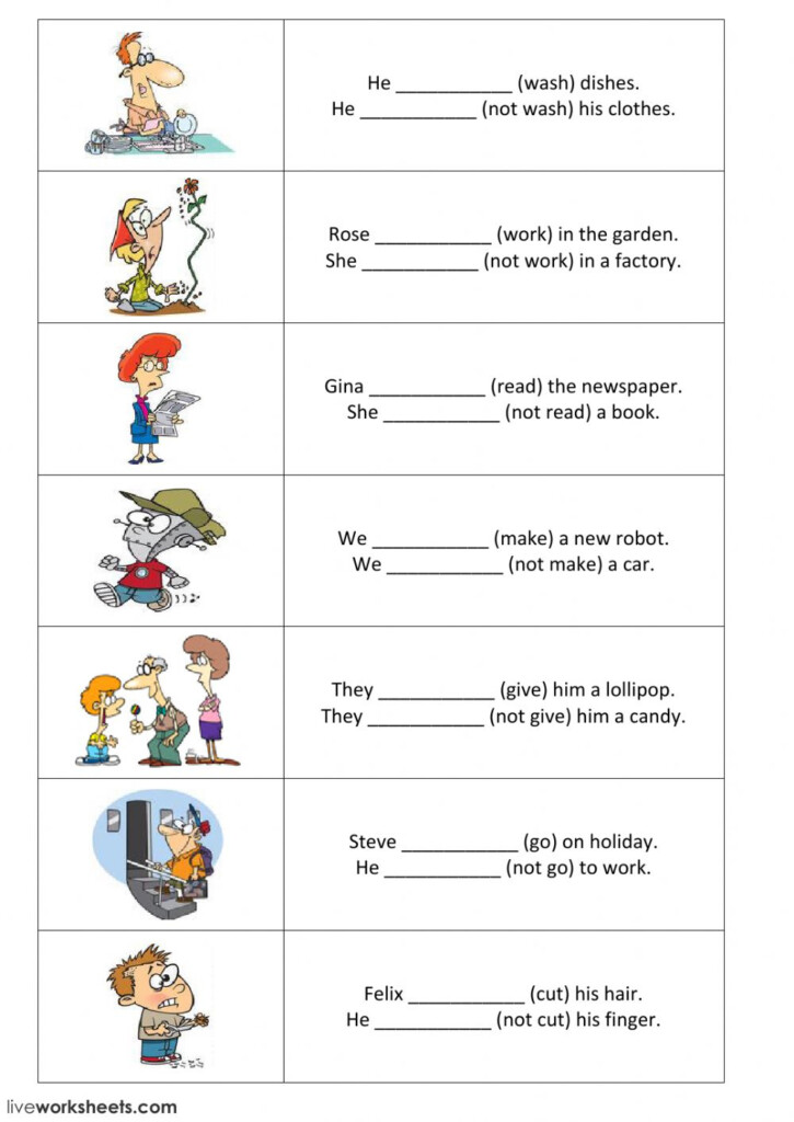 Present Simple Positive And Negative Sentences Part 2 Worksheet