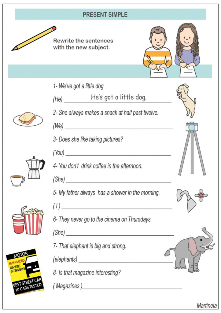 Present Simple Rewrite Sentences Worksheet