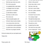 Printable Spanish FREEBIE Of The Day Tiene Tiene Tengo Worksheet