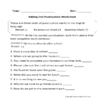 Punctuation Worksheets Adding End Punctuation Worksheet