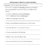 Punctuation Worksheets Adding Question Marks Worksheet