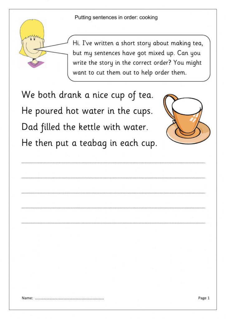 Putting Sentences In Order Worksheet
