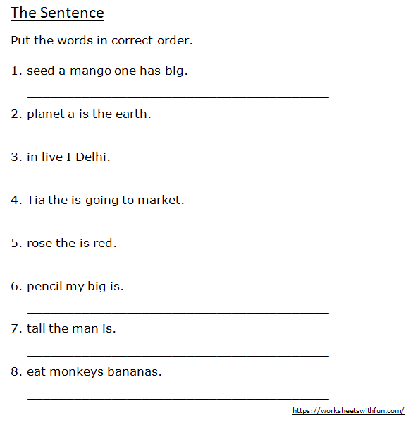 Putting Sentences In Order Worksheets Worksheets Master