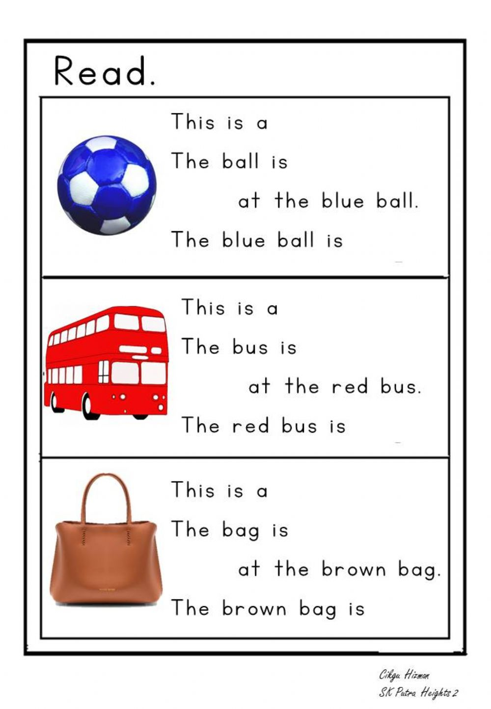 Read Simple Sentences Worksheet