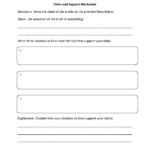 Reading Comprehension Worksheets Claim And Support Reading