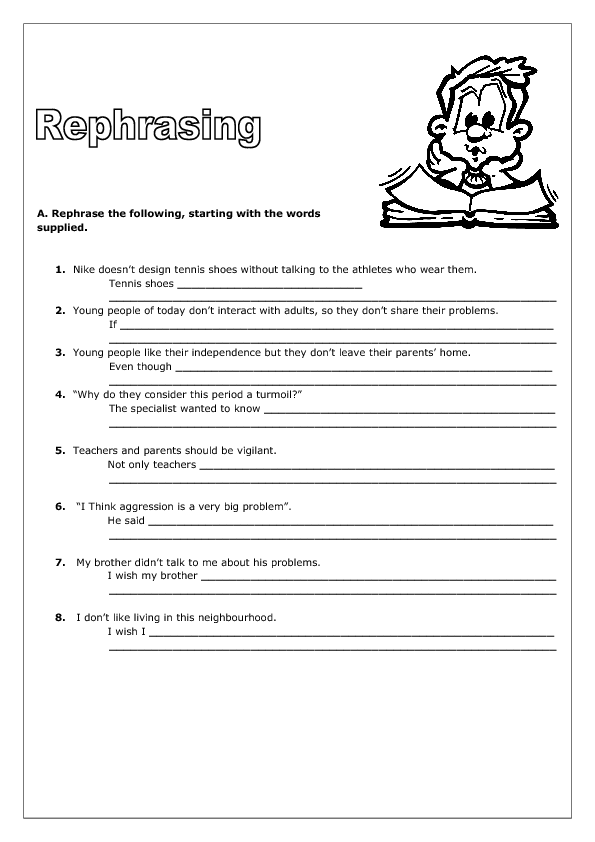 Rephrasing Worksheet