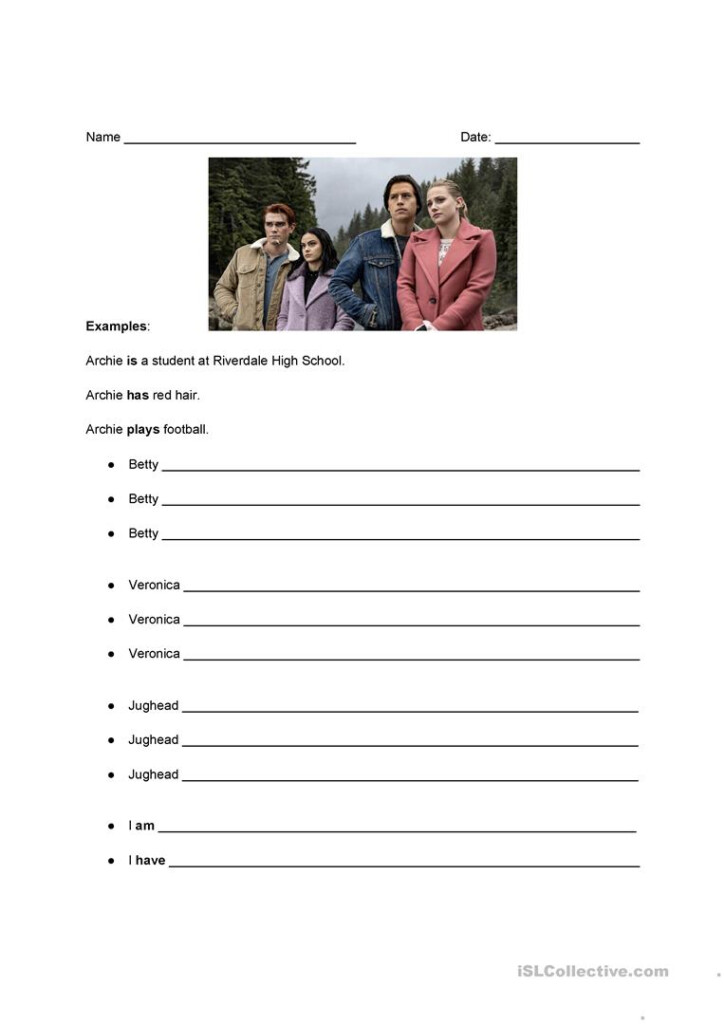 Riverdale Sentence Completion Worksheet Present Simple English ESL 