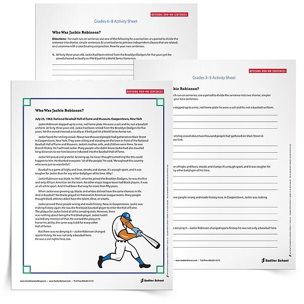 Run on Sentence Practice Activity For Students Grades 3 8