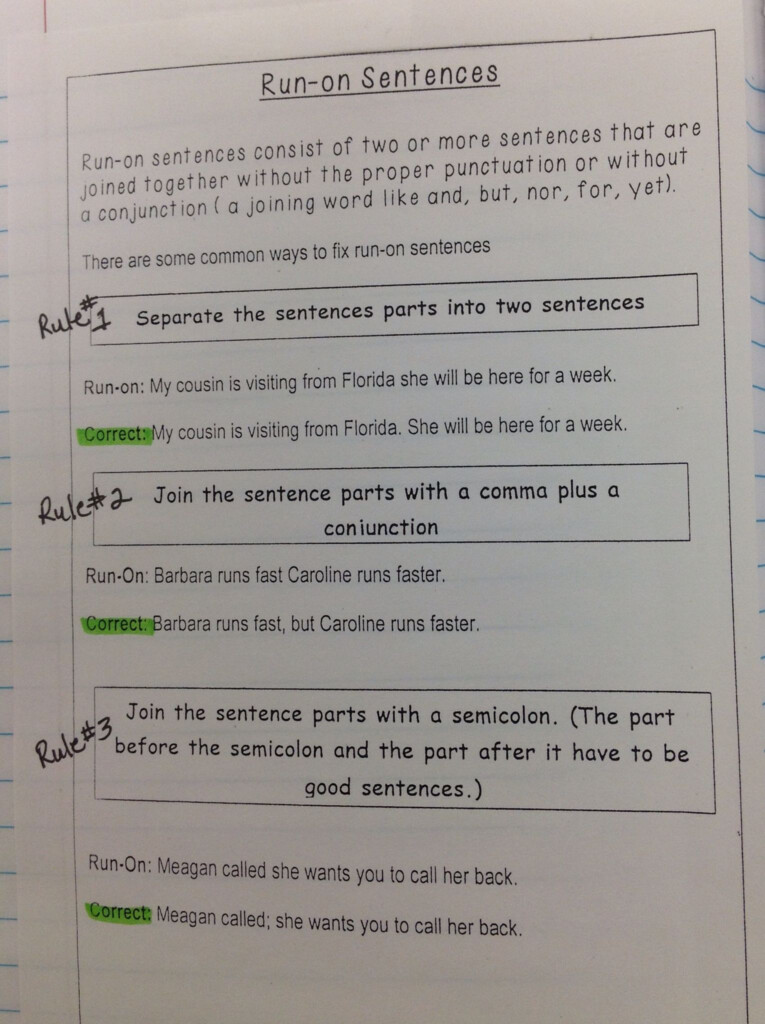 Run On Sentences 6th Run On Sentences Writing Instruction 