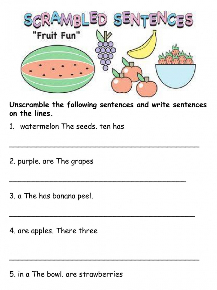 Scrambled Sentences Fruit Fun Worksheets 99Worksheets