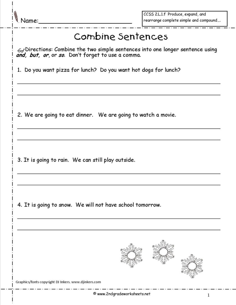 Second Grade Sentences Worksheets CCSS 2 L 1 f Worksheets Complex 