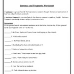 Sentence And Fragments Below Worksheet