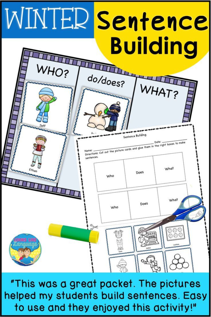 Sentence Building Activities Winter Center Speech Therapy Games 