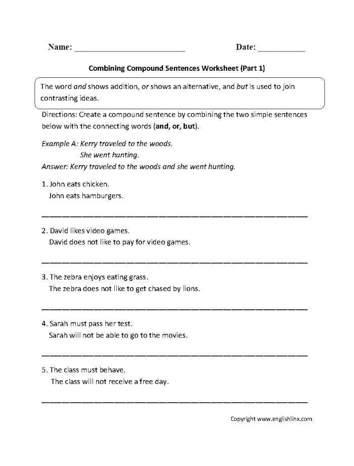 Sentence Combining Practice Worksheets 99Worksheets