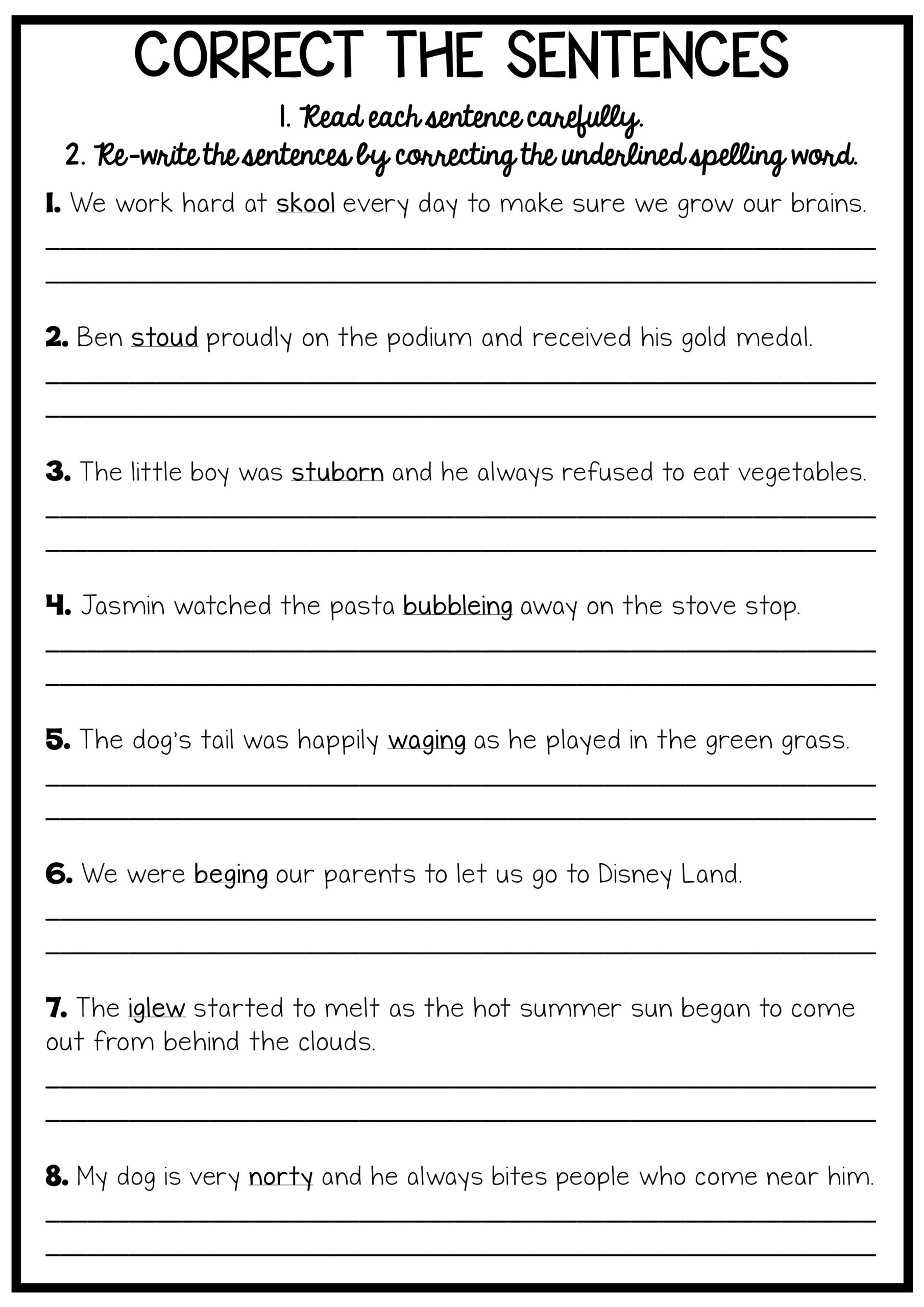 Sentence Correction Worksheets For 5th Grade Worksheetpedia