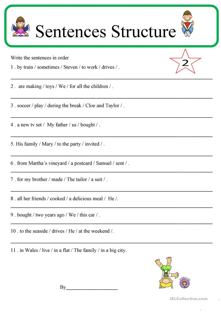 Sentence Structure 2 English ESL Worksheets For Distance Learning And