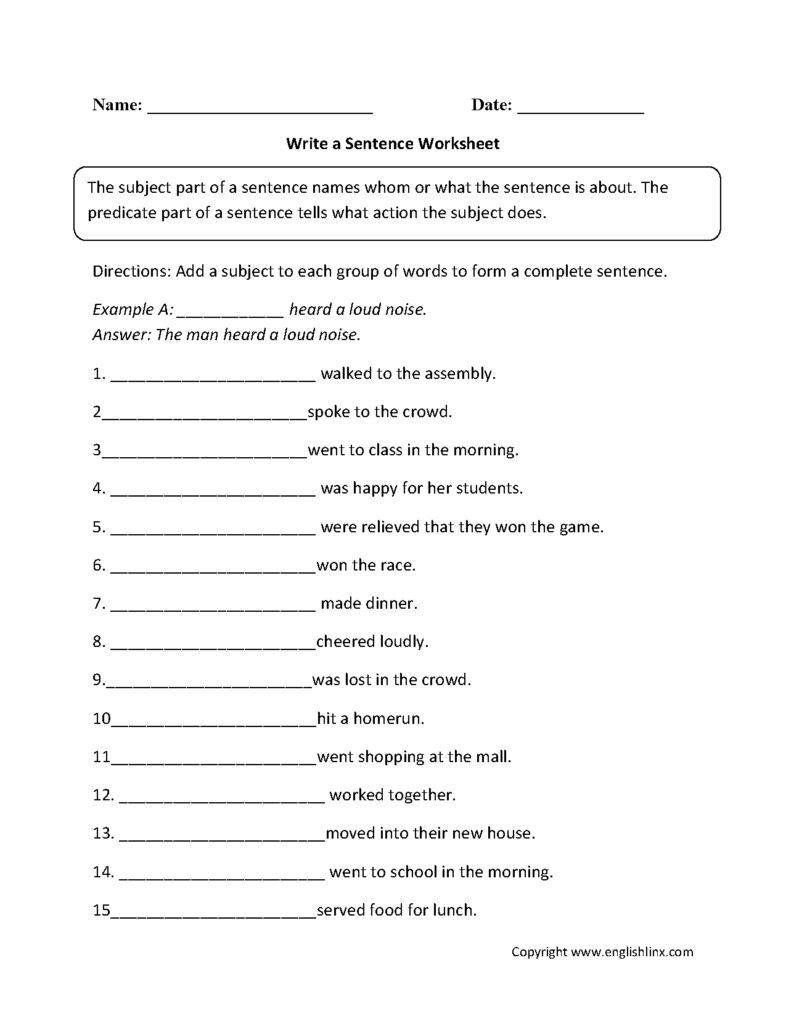 Sentence Structure Worksheets Sentence Building Worksheets