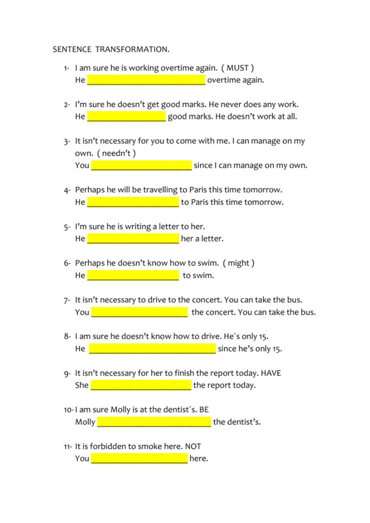 Sentence Transformation Interactive Exercise