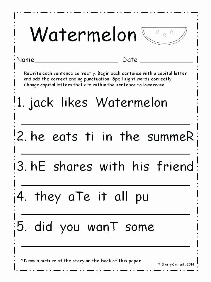 Sentence Worksheets For First Grade Sentence Writing Worksheets First