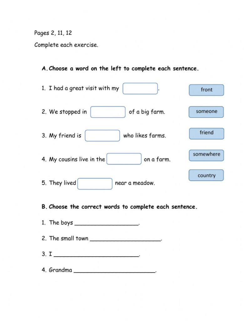 Sentences Online Activity For Grade 2