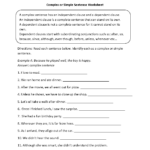 Sentences Worksheets Complex Sentences Worksheets