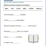 Sentences Worksheets For Grade 2 K5 Learning Vocabulary Worksheets