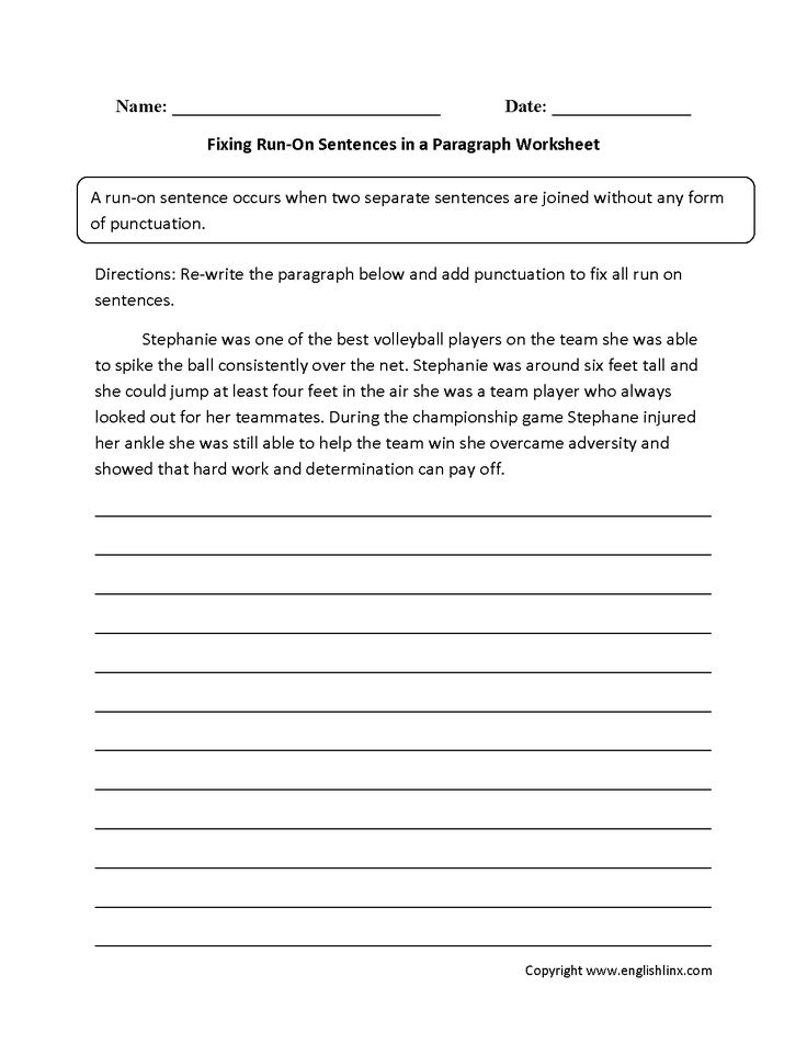 Sentences Worksheets Run On Sentences Worksheets Run On Sentences 
