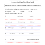 Sentences Worksheets Simple Sentences Worksheets