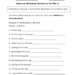 Sentences Worksheets Simple Sentences Worksheets