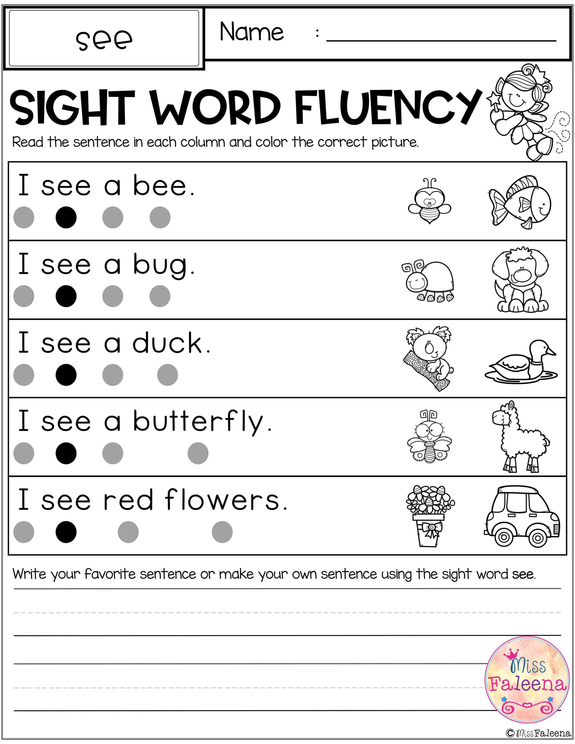 Sight Word Fluency Pre Primer Sight Word Fluency Sight Words