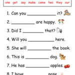 Sight Words Online Worksheet