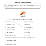 Similes Worksheets Matching Similes Worksheet