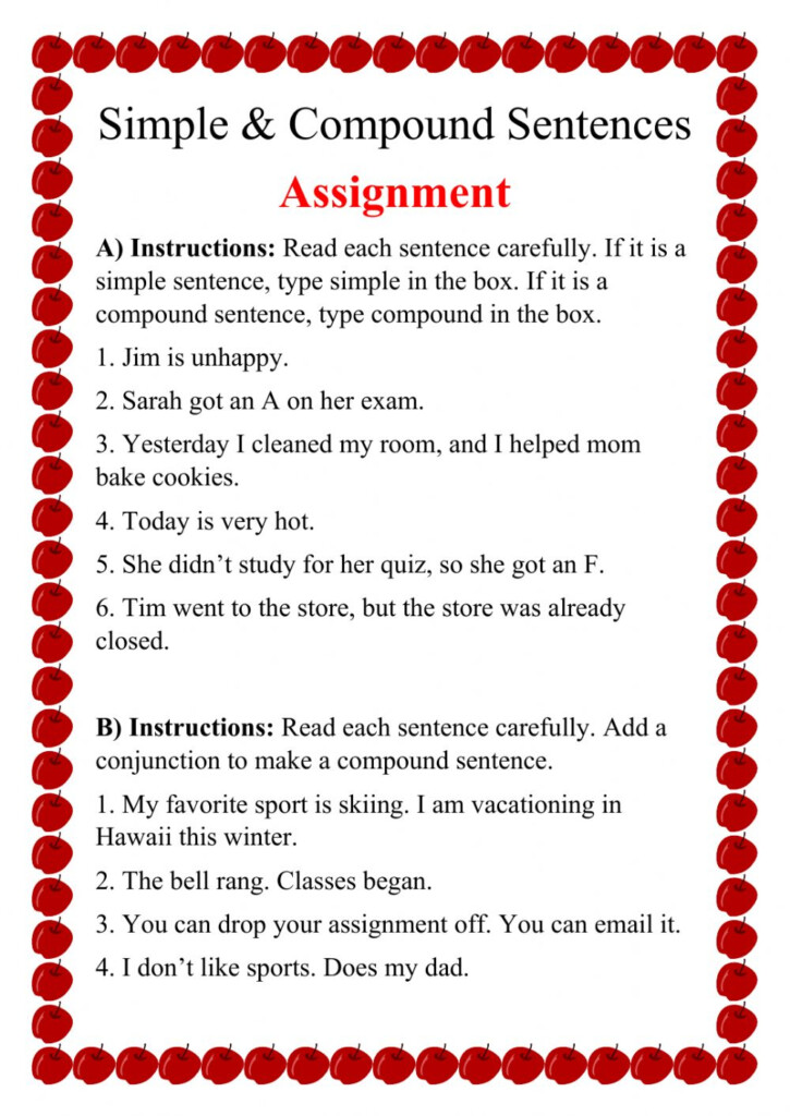 Simple And Compound Sentences Interactive Worksheet