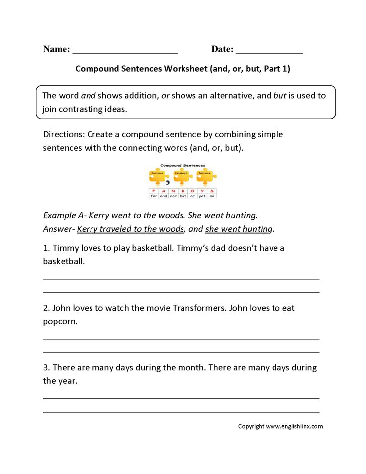 Simple And Compound Sentences Worksheet 7Th Grade Lobo Black 