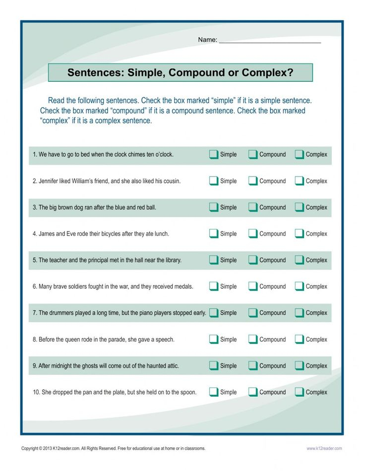 Simple compound And Complex Sentences Worksheet Complex Sentences