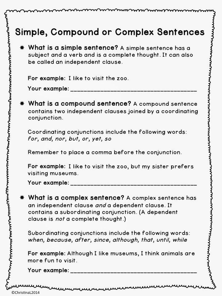 Simple Compound Complex Sentences Worksheet 5th Grade Simple Compound